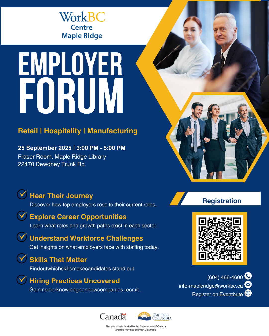 Employer Forum: Retail | Hospitality | Manufacturing @ Fraser Room, Maple Ridge Library